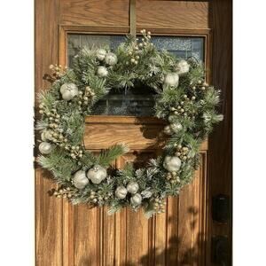 Pottery Barn Lit National Tree Co. faux glittery pomegranate Wreath Christmas